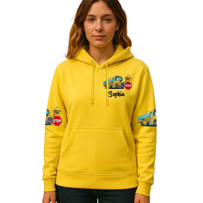 I Get Paid By The Hour We Can Sit Here All Day Custom School Bus Hoodie Yellow, Custom Funny School Bus Hoodie For Driver 2D1266