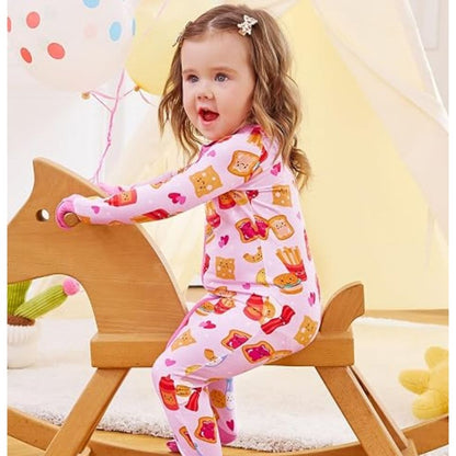 Funny Egg Sandwich Hamburger Pink Baby Romper Convertible Zipper, Breakfast Food Baby Romper Convertible BB0359