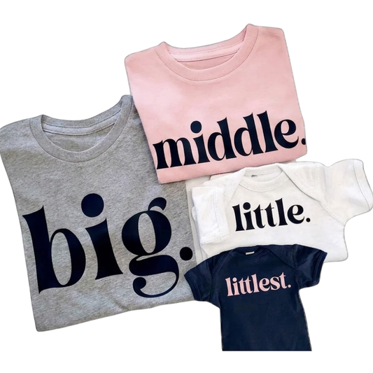 Big Middle Little Littlest Matching Sibling T Shirt, Baby Reveal Sibling Shirts For Family ET1261