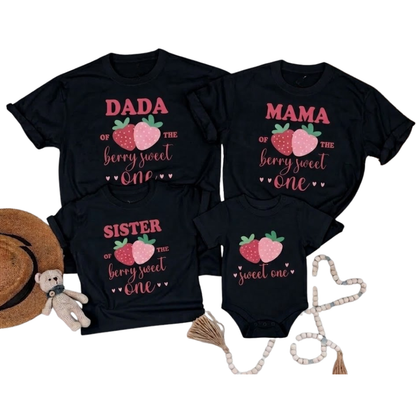 Custom Sweet One First Birthday Matching Family T Shirt, Custom Strawberry 1st Birthday Family Shirts ET1201
