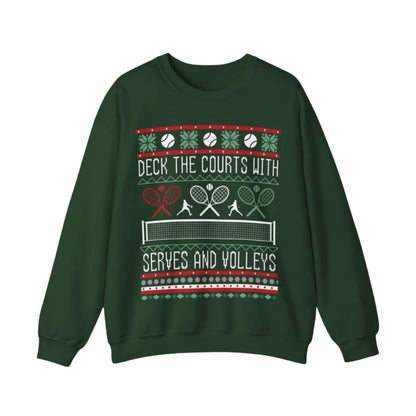 Deck The Courts With Serves and Volleys Christmas Sweatshirt, Tennis Ugly Christmas Sweatshirt 2D0695
