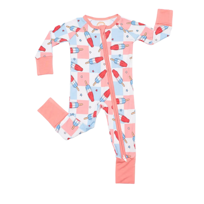 Ice Cream American Flag Baby Convertible Zippy Romper, 4th Of July Baby Romper Convertible BB0334