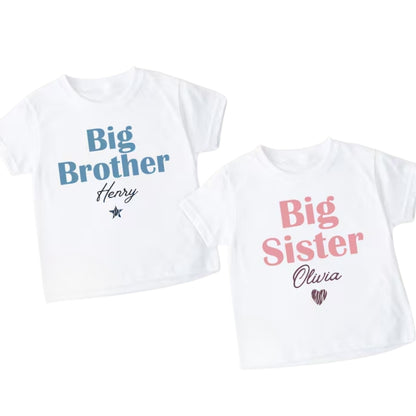 Big Brother Big Sister Personalized Matching Sibling T Shirt, Custom Name Sibling Matching Shirts ET0847