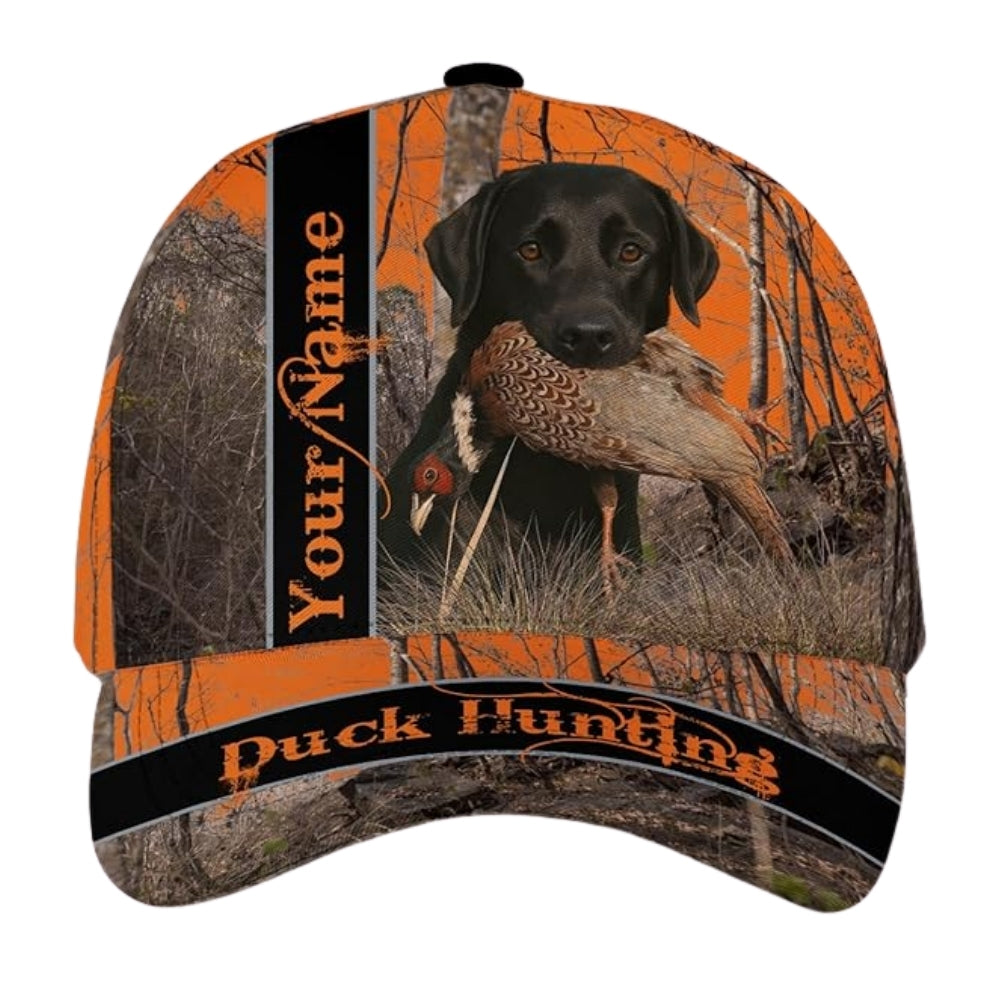 Custom Duck Hunting Dog Baseball Cap, Custom Camo Duck Hunting Caps Hats CP0245