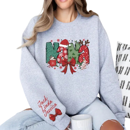 Custom Nana Christmas Sweatshirt, Custom Grandma Christmas Sweatshirt 2D0379
