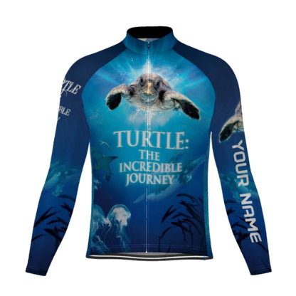 Turtle The Incredible Journey Custom Name Long Sleeve Cycling Jersey For Men, Custom Turtle Cycling Jerseys CG0681