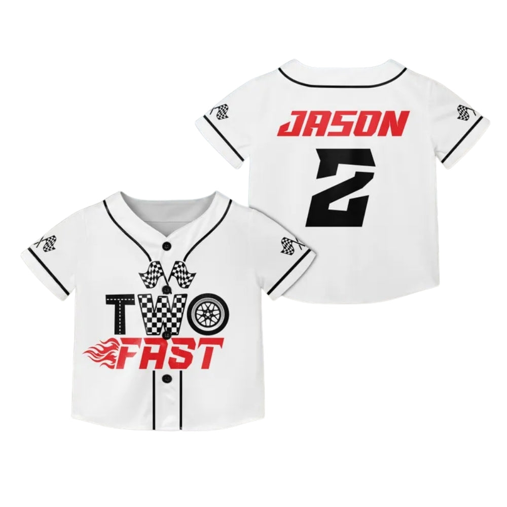 Fast One Two Fast Custom Racing Car Family Matching Baseball Jersey, Custom 1st 2nd Birthday Matching Baseball Shirts For Family ET0704