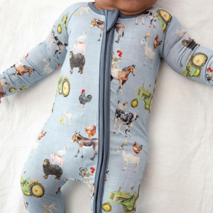 Farm Animal Baby Convertible Zipper Romper, Animal Farm Baby Romper Convertible BB0809
