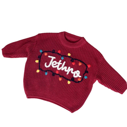 Personalized First Christmas Baby Embroidered Knit Sweater, Custom Christmas Baby Sweatshirt BB0790