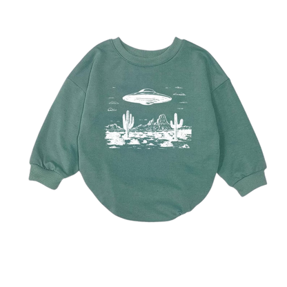 UFO Retro Baby Romper Sweatshirt, Space Sweatshirt Baby Romper BB0459