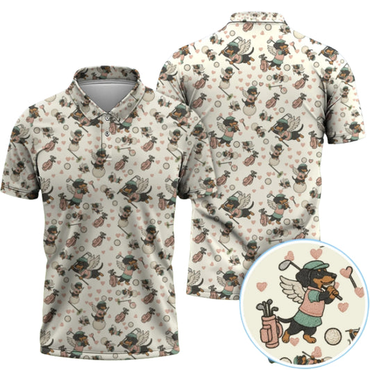 Angel Dachshund Golf Polo Shirt For Men, Dachshund Golf Shirt GZ0199