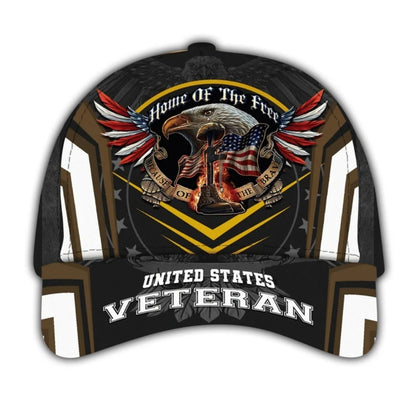 Home Of The Free Because Of The Brave US Veteran 3D Baseball Cap, Eagle US Army Caps Hats CP0121