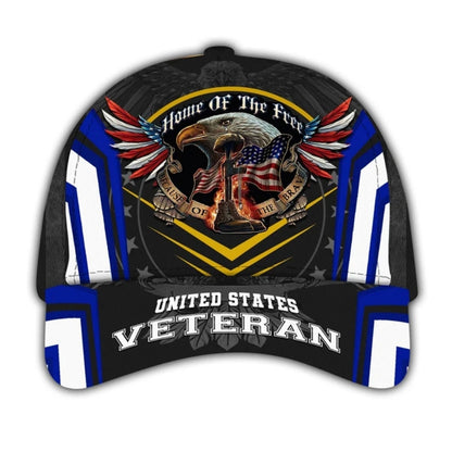 Home Of The Free Because Of The Brave US Veteran 3D Baseball Cap, Eagle US Army Caps Hats CP0121