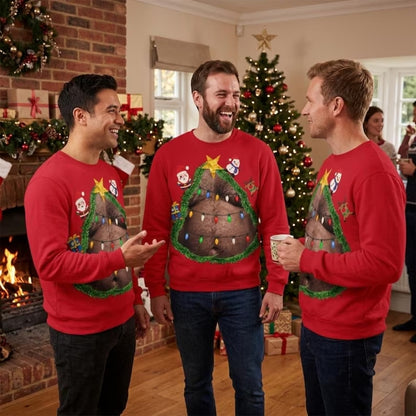 Funny Belly Christmas Sweatshirt For Men, Xmas Funny Sweater For Dad Grandpa 2D1113