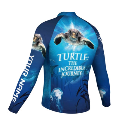 Turtle The Incredible Journey Custom Name Long Sleeve Cycling Jersey For Men, Custom Turtle Cycling Jerseys CG0681