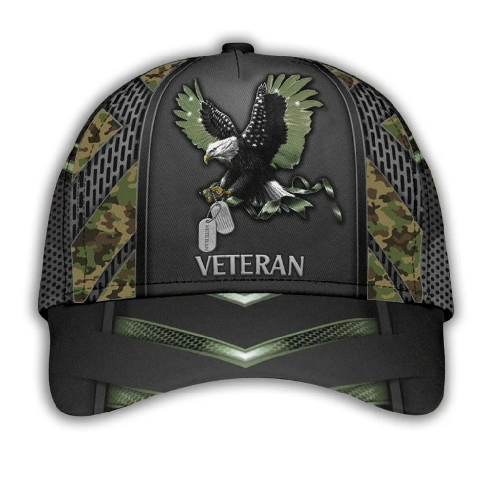 Eagle Camo Veteran 3D Baseball Cap, US Army Veteran Hats Caps CP0122