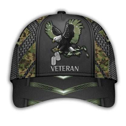 Eagle Camo Veteran 3D Baseball Cap, US Army Veteran Hats Caps CP0122