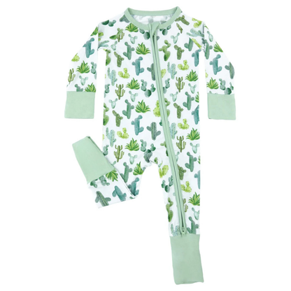 Green Cactus Baby Romper Convertible Zipper, Cactus Baby Romper Convertible BB0810