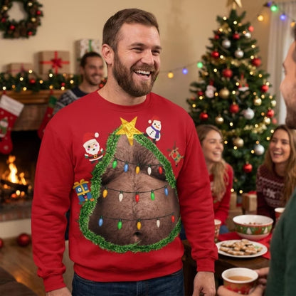 Funny Belly Christmas Sweatshirt For Men, Xmas Funny Sweater For Dad Grandpa 2D1113