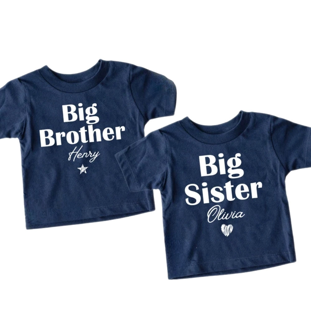 Big Brother Big Sister Personalized Matching Sibling T Shirt, Custom Name Sibling Matching Shirts ET0847