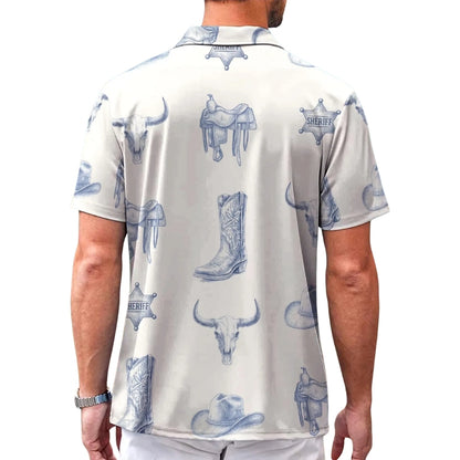 Vintage Cowboy Hawaiian Shirt Mens, Western Style Hawaiian Shirts HE0092