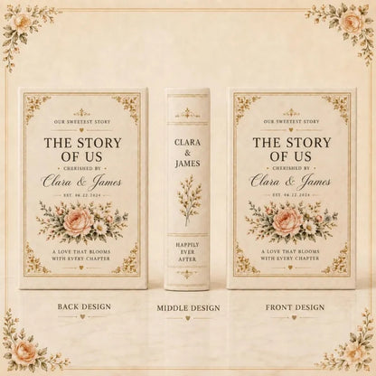 The Story Of Us Custom Ceramic Book Vase, Personalized Wedding Flower Book Vase WD0977