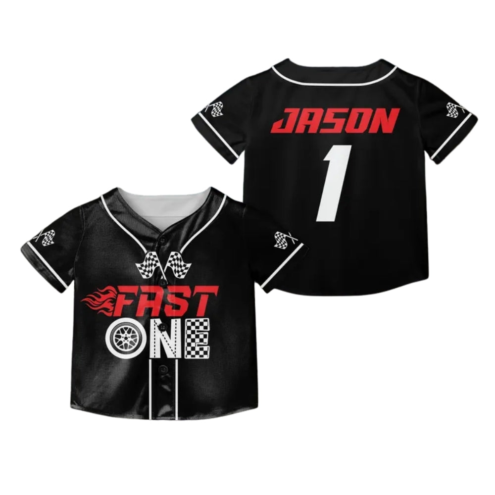 Fast One Two Fast Custom Racing Car Family Matching Baseball Jersey, Custom 1st 2nd Birthday Matching Baseball Shirts For Family ET0704