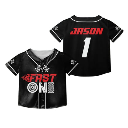 Fast One Two Fast Custom Racing Car Family Matching Baseball Jersey, Custom 1st 2nd Birthday Matching Baseball Shirts For Family ET0704