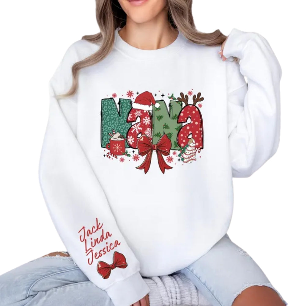 Custom Nana Christmas Sweatshirt, Custom Grandma Christmas Sweatshirt 2D0379
