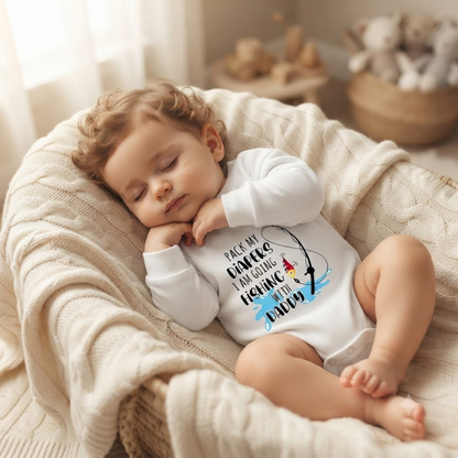 Pack My Diapers I Am Going Fishing With Daddy Baby Romper Sweatshirt, Fishing With Dad Romper Sweatshirt For Baby BB0879