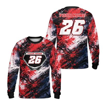 Custom Grunge Black Pink Long Sleeve Dirt Bike Shirt For Men, Custom Motocross Racing Jerseys ME0050