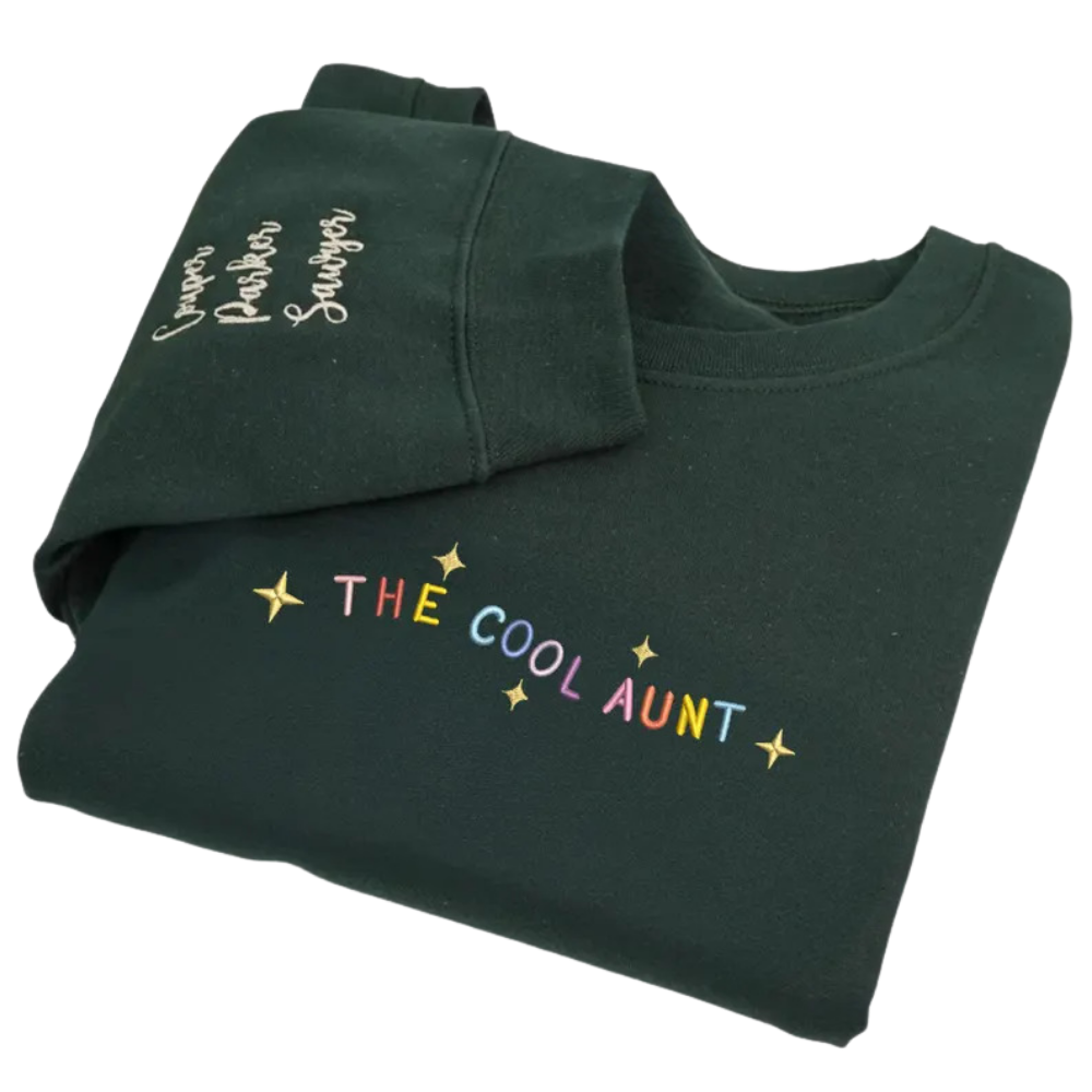 The Cool Aunt Custom Kids Names Embroidered Sweatshirt, Personalized Sweatshirt For Auntie 2D0965