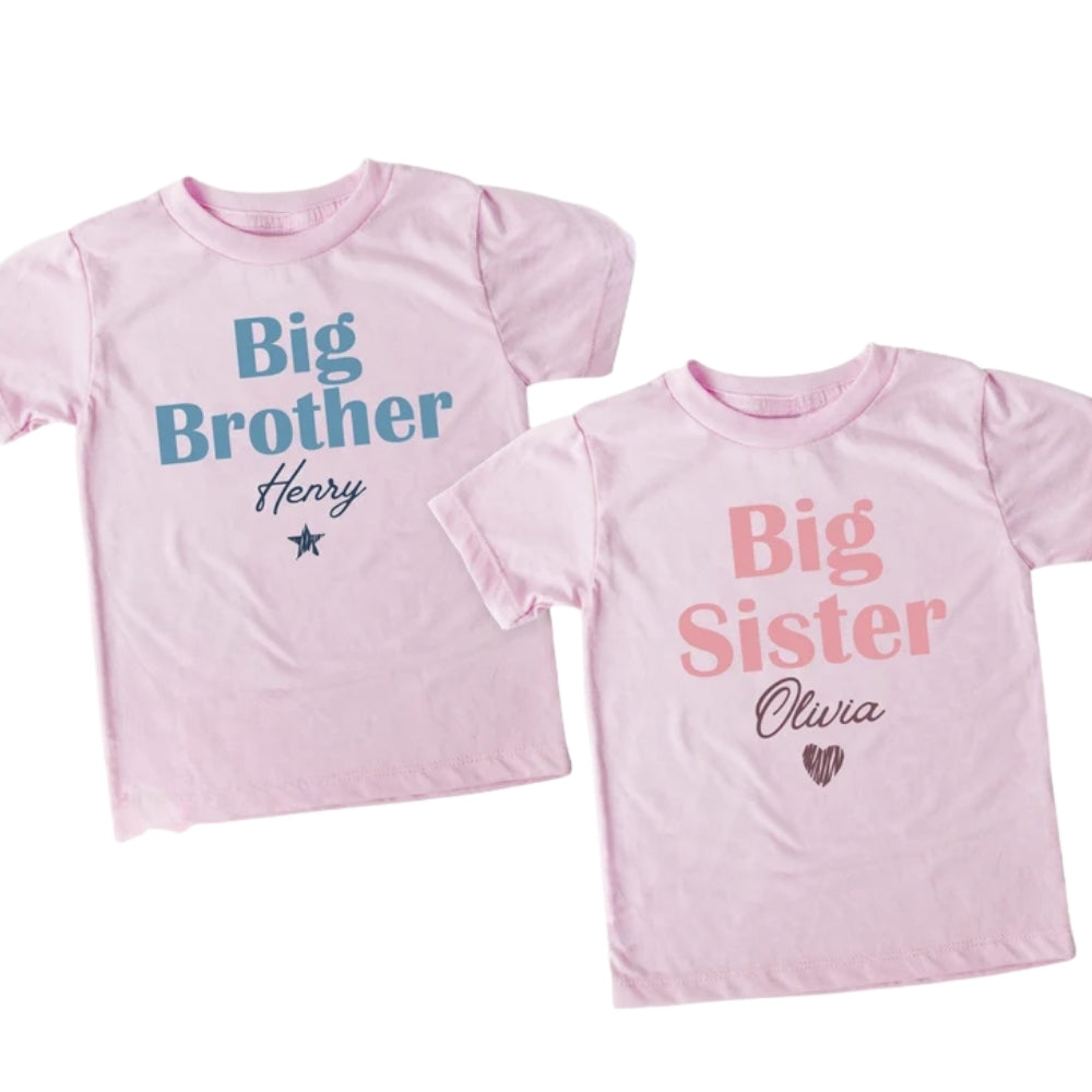 Big Brother Big Sister Personalized Matching Sibling T Shirt, Custom Name Sibling Matching Shirts ET0847