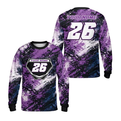 Custom Grunge Black Pink Long Sleeve Dirt Bike Shirt For Men, Custom Motocross Racing Jerseys ME0050