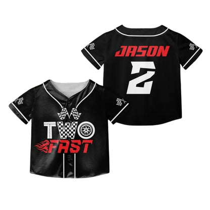 Fast One Two Fast Custom Racing Car Family Matching Baseball Jersey, Custom 1st 2nd Birthday Matching Baseball Shirts For Family ET0704