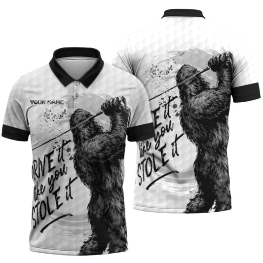 Drive It Like You Stole It Custom Sasquatch Golf Polo Shirt Men, Custom Funny Bigfoot Golf Shirts GZ0202