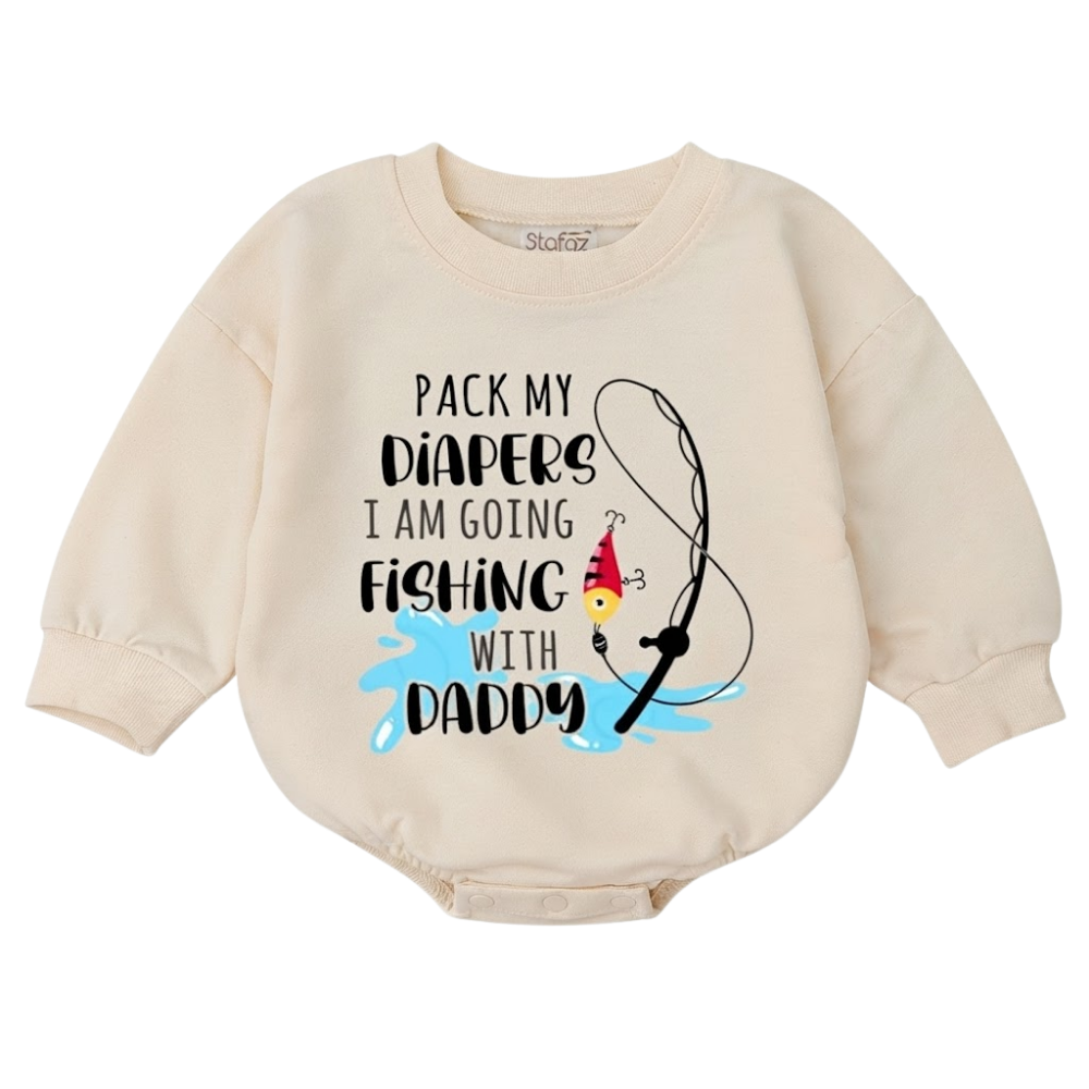 Pack My Diapers I Am Going Fishing With Daddy Baby Romper Sweatshirt, Fishing With Dad Romper Sweatshirt For Baby BB0879