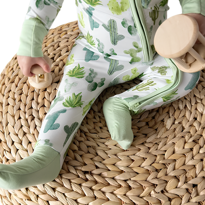 Green Cactus Baby Romper Convertible Zipper, Cactus Baby Romper Convertible BB0810