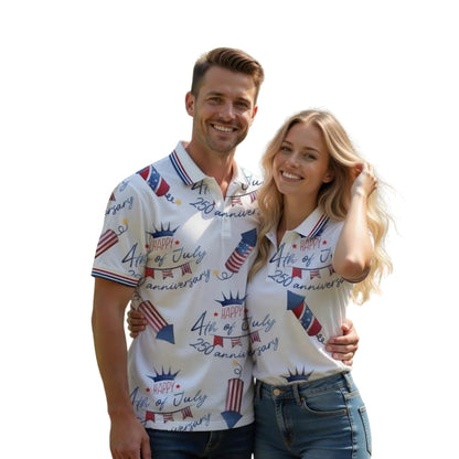 4th Of July 250 Anniversary Matching Men Women Golf Polo Shirt, 4th Of July Golf Shirts For Couple GE0421