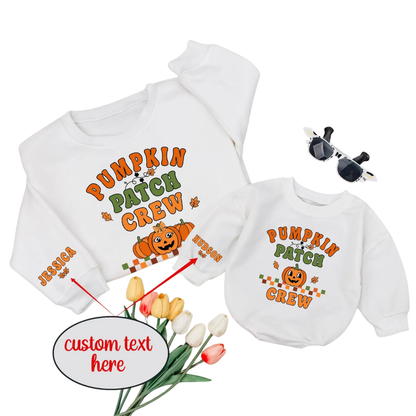 Pumpkin Patch Crew Custom Name Family Matching Sweatshirt, Custom Halloween Sweatshirt For Family ET1631