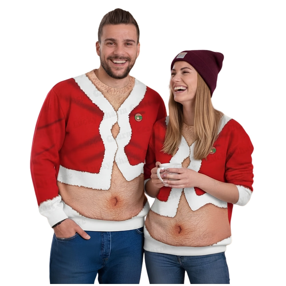 Matching Funny Belly Christmas Sweatshirt 3D Print For Men Women, Funny Christmas Sweatshirt 2D1116