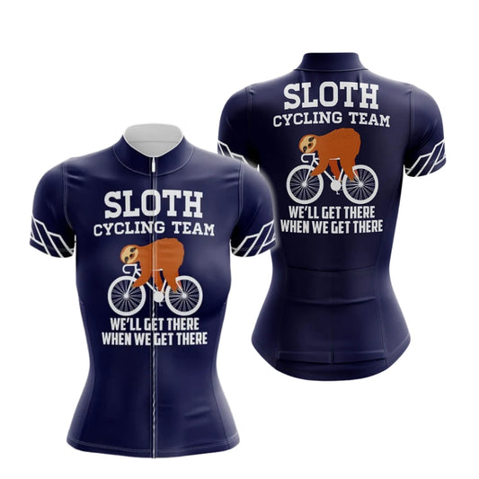Sloth Cycling Team We'll Get There When We Get There Women's Cycling Short Sleeve Jerseys, Sloth Funny Cycling Jerseys For Ladies CZ0109