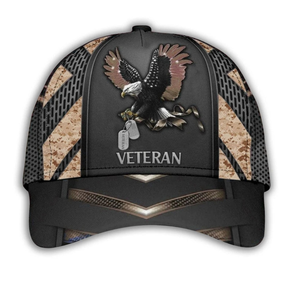 Eagle Camo Veteran 3D Baseball Cap, US Army Veteran Hats Caps CP0122