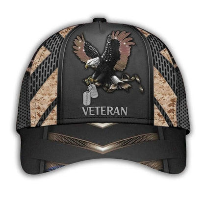 Eagle Camo Veteran 3D Baseball Cap, US Army Veteran Hats Caps CP0122