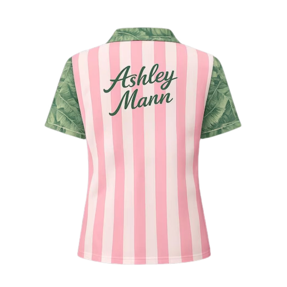 Custom San Diego Tropical Pink Bowling Polo Shirt Women, Custom San Diego Bowling Shirts BE0141