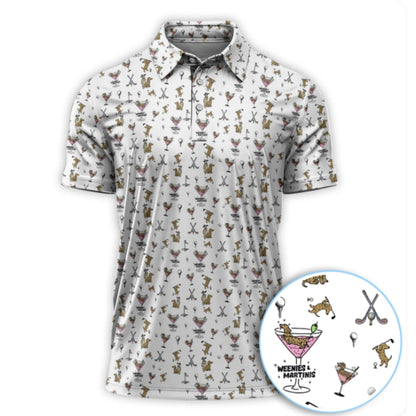 Weenies And Martinis Golf Polo Shirt For Men, Dachshund Cocktail Golf Shirts GZ0203