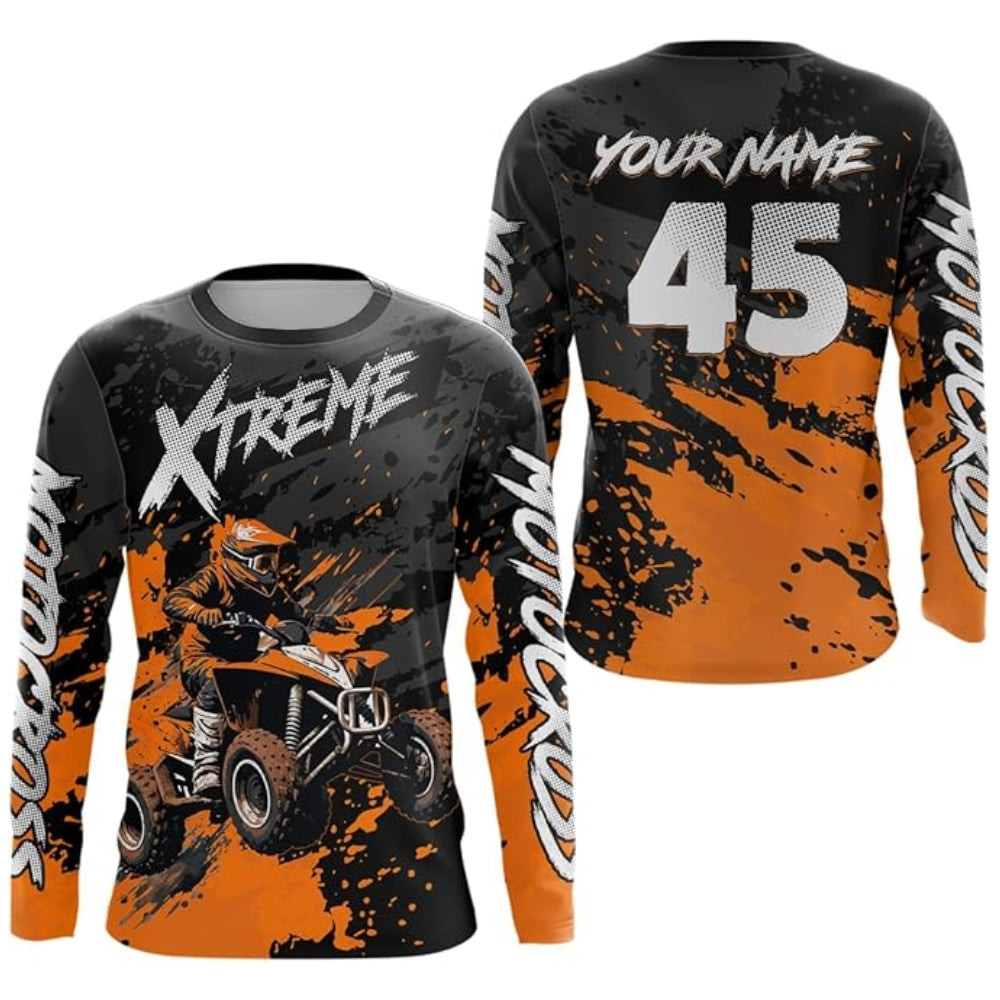 ATV Motocross Custom Black Pink Long Sleeve Jersey For Men, Custom ATV Racing Shirts MZ0097