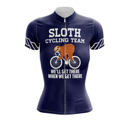 Sloth Cycling Team We'll Get There When We Get There Women's Cycling Short Sleeve Jerseys, Sloth Funny Cycling Jerseys For Ladies CZ0109