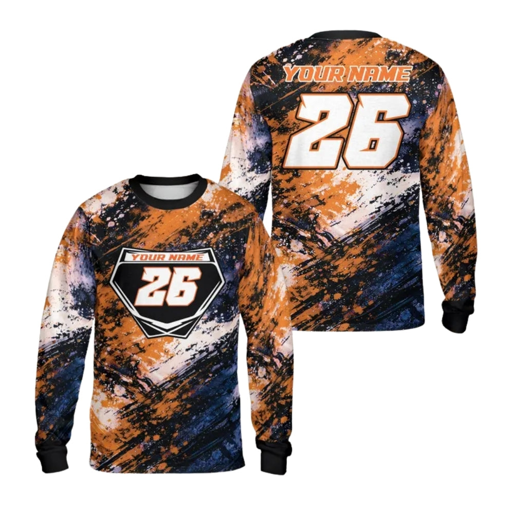 Custom Grunge Black Pink Long Sleeve Dirt Bike Shirt For Men, Custom Motocross Racing Jerseys ME0050