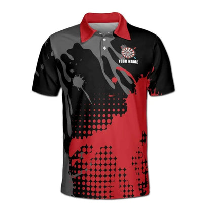 Custom Black And Red Darts Team Polo Shirts For Men, Custom Darts Shirts DE0057